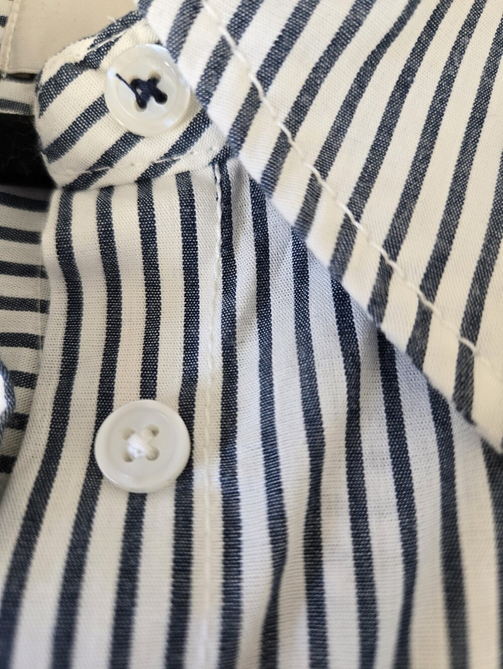 Anthropologie Maeve Button Up Oversized Shirt - Navy/White L NWT - Picture 2 of 7